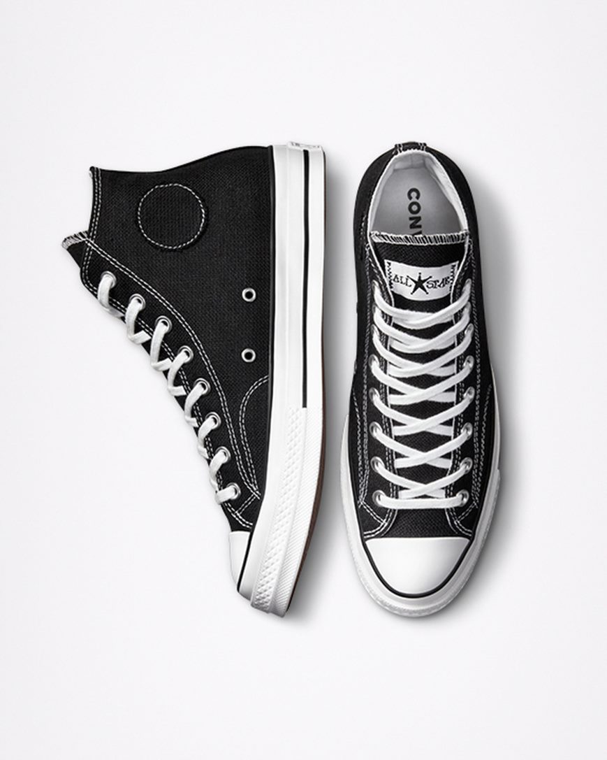 Women's Converse x Stüssy Chuck 70 High Top Shoes Black / White / Black | AU 9E8C3H